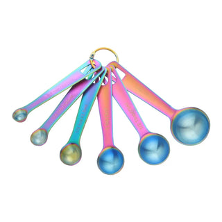 stainless steel measuring spoons durable 6 piece kitchen utensil set close-up