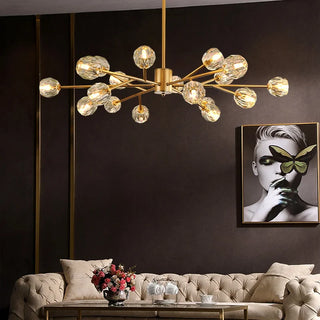 Celestial Ceiling Light – Elegant Copper Crystal Fixture with Warm LED Lighting