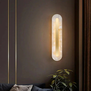 Copper Marble Wall Light – Alabaster LED Lamp with Soft Diffused Glow