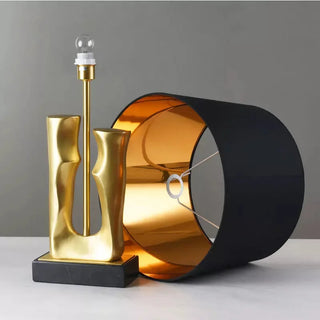 Visual Comfort Lamp – Modern Table Lamp with Gold Finish & Sculptural Black Design