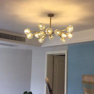 Celestial Ceiling Light – Elegant Copper Crystal Fixture with Warm LED Lighting