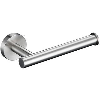 silver brushed polished stainless steel toilet paper holder bathroom hardware front view
