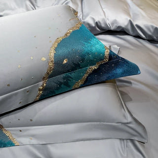 egyptian cotton duvet whimsical waters luxury bedding set silver grey angle view