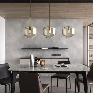 Scandi Pendant Light – Adjustable Nordic Glass Lamp with Soft Ambient LED Lighting