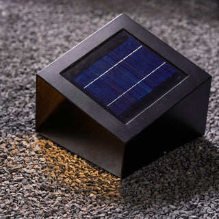 Solar Garden Lamp – Compact Black Steel Bollard With Warm Outdoor Lighting