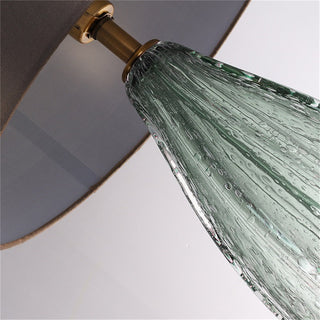 Amber Glass Table Lamp – Prisma Designer Lamp With Soft Fabric Shade & Metal Base