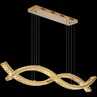 Linear Crystal Pendant – Gold Plated Suspension with Integrated LED Source