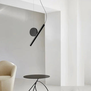 Duo suspension pendant illuminated — warm brass ceiling lamp