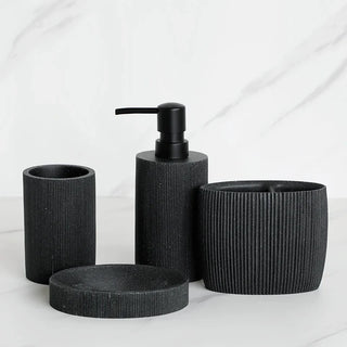 black handcrafted resin bathroom accessories eco-friendly wash set side view