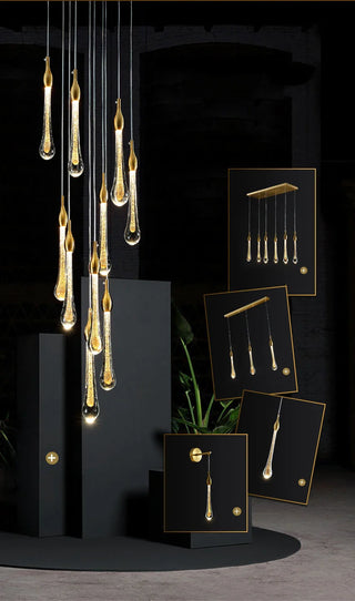Gold Crystal Chandelier – Modern Staircase Lighting With LED Fixture