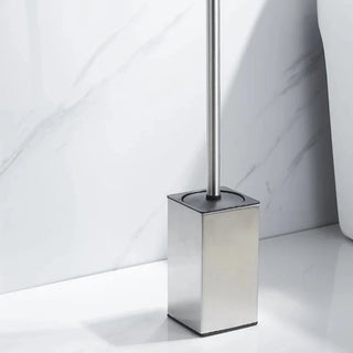 stainless steel toilet brush brushed finish holder bathroom detail