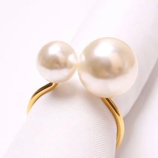 napkin holder rings elegant gold aluminium pearl napkin ring set 6pcs front view