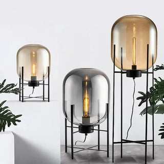 Scandinavian Floor Lamp – Tripod Design With Stained Glass Shade & Soft Ambiance Lighting