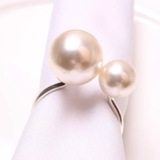 napkin holder rings palma pearl silver aluminium elegant table decor front view