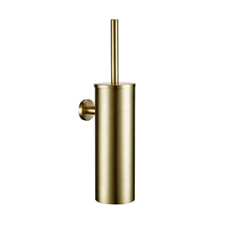 wall mounted brushed gold stainless steel toilet brush bathroom front view
