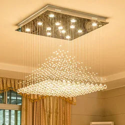Luxury Crystal Ceiling Light – Modern Hanging Crystal Chandelier for Large Living Room