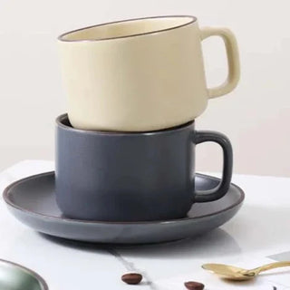 ceramic coffee cup handcrafted 250ml durable green mug earthworks angle view