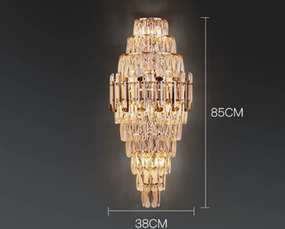 Crystal Wall Sconce – Chrome Wall Fixture with Cut Crystal Pendants for Elegant Living Room Lighting