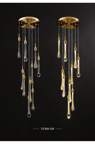 Gold Crystal Chandelier – Modern Staircase Lighting With LED Fixture