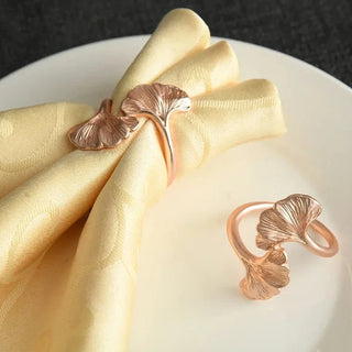 metal napkin rings leaf design zinc alloy napkin holder set table decor top view