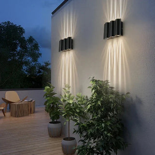 Aluminum wave wall lamp detail — IP-rated outdoor LED fixture