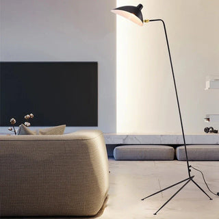 Metal designer floor lamp close-up – handcrafted one-head detail
