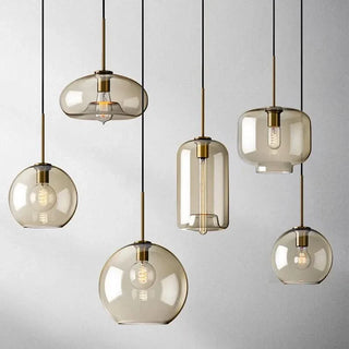 Scandi Pendant Light – Adjustable Nordic Glass Lamp with Soft Ambient LED Lighting