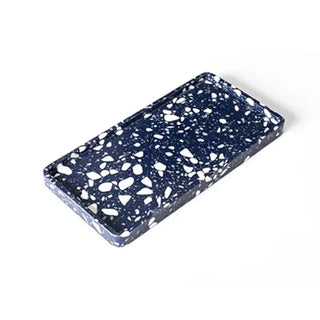 blue stone tray earthworks handcrafted italian artisan terrazzo deep sea blue decor front view
