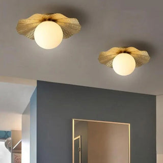 Golden Ceiling Light - Elegant Lotus Leaf Design Warm LED Lighting Fixture