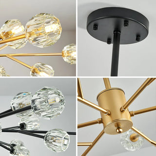 Celestial Ceiling Light – Elegant Copper Crystal Fixture with Warm LED Lighting