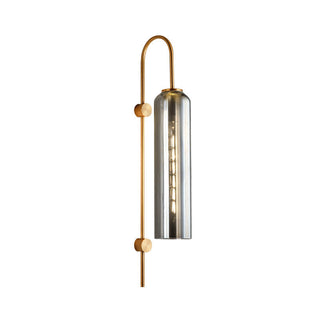 Cylindrical Glass Wall Lamp – Modern Wall Sconce with Gold Arm Lighting