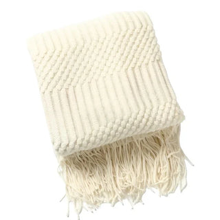 hand-knitted blanket cozy throw soft polyester malibu texture front view