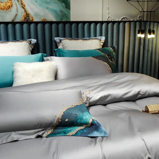 egyptian cotton duvet whimsical waters luxury bedding set silver grey detail