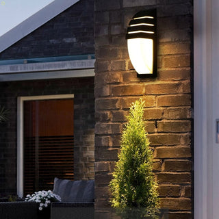 Outdoor Wall Light – Black Aluminum Modern Fixture with Motion Sensor Lamp