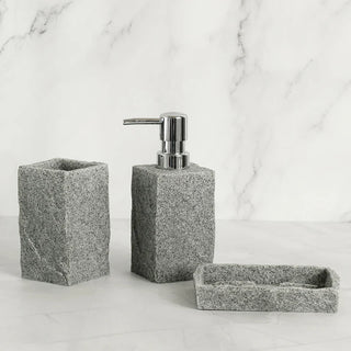 granite resin bathroom set soap dish toilet brush holder side view