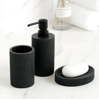 black handcrafted resin bathroom accessories eco-friendly wash set set view