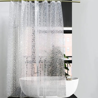eco-friendly pebble pattern bathroom privacy waterproof shower curtain side view