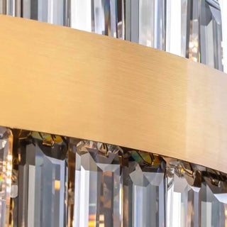 Gold Crystal Chandelier – Modern Circular Pendant Light with Adjustable LED