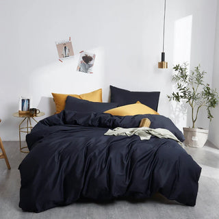 egyptian cotton bedding premium dark navy duvet cover set 600tc luxury side view