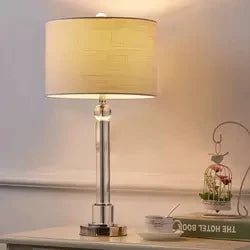 Contemporary Bedside Lamp – Crystal Table Lamp With Steel Frame & Soft Ambient Light