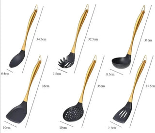 napoli cooking tool set 6 piece kitchen utensil eco friendly silicone stainless steel angle view