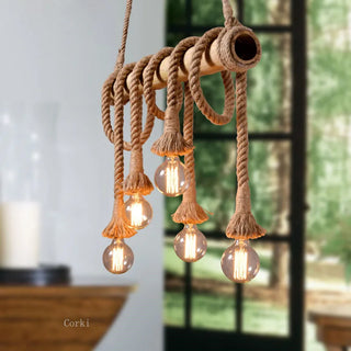 Bamboo Pendant Light – Adjustable Cord LED Hanging Light | Modern Wooden Lamp