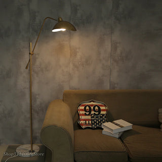Gold Metal Floor Lamp | Marble LED Lighting - Luxury Living Room Decor