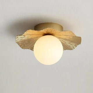 Golden Ceiling Light - Elegant Lotus Leaf Design Warm LED Lighting Fixture