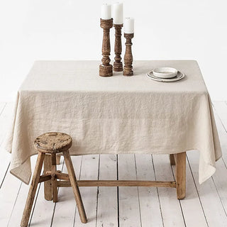 european linen tablecloth premium handmade rectangle table cover dining front view