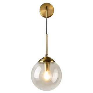 Metal Wall Sconce – Glass Globe Light with Electroplated Iron Arm | Bedroom & Living Room Lamp
