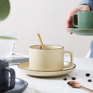 ceramic coffee cup handcrafted 250ml durable green mug earthworks set view