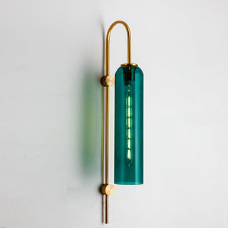 Cylindrical Glass Wall Lamp – Modern Wall Sconce with Gold Arm Lighting
