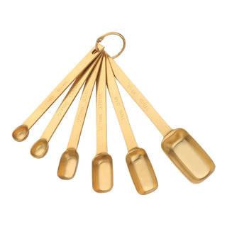stainless steel measuring spoons durable 6 piece set certified food safe front view