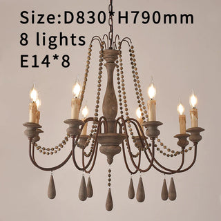 White Wooden Chandelier – Vintage Rustic Light Fixture for Living Room Lighting